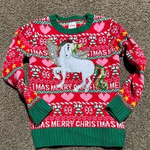 Festive “Ugly” Unicorn Sparkly Christmas Sweater size XS (4/5)